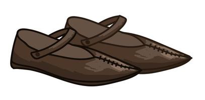 Old fashioned boots, shoes of medieval epoch times vector