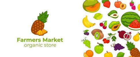 Farmers market organic store with fresh products vector