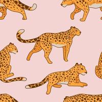 Leopard feline animal laying and walking pattern vector