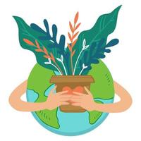 Save planet from pollution collapse, nature care vector