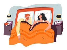 Man and woman sleeping in bed, resting couple vector