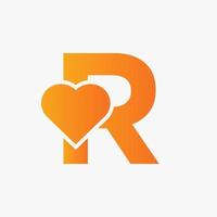 Letter R Love Symbol And Heart Icon Concept Vector Template