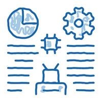 robot machine learning doodle icon hand drawn illustration vector