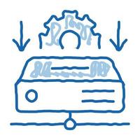 proceso de descarga de aprendizaje automático doodle icono dibujado a mano ilustración vector