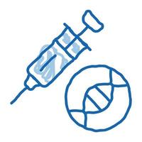 Syringe Injection Vaccine Biomaterial doodle icon hand drawn illustration vector