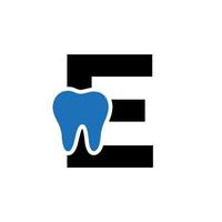 Letter E Dental Logo Concept With Teeth Symbol Vector Template