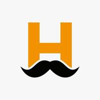 Letter H Barbershop Logo Design. Hairstylist Logotype For Mustache Style and Fashion Symbol vector