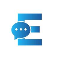 Letter E Chat Communicate Logo Design Concept With Bubble Chat Symbol vector