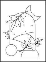 Minimalist Boho Coloring pages vector