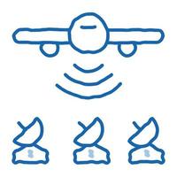 avión de aire señal de radar doodle icono dibujado a mano ilustración vector