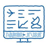 ilustración de dibujado a mano de icono de doodle de navegación aérea de internet vector