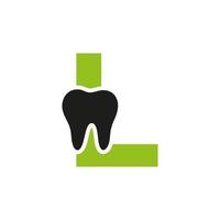 letra l concepto de logotipo dental con plantilla de vector de símbolo de dientes