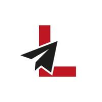 concepto de logotipo de viaje de letra l con plantilla de vector de icono de avión de papel
