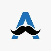 Letter A Barbershop Logo Design. Hairstylist Logotype For Mustache Style and Fashion Symbol vector