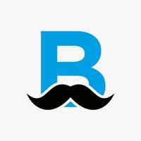 diseño del logo de la barbería de la letra b. logotipo de peluquero para estilo de bigote y símbolo de moda vector