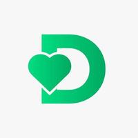 Letter D Love Symbol And Heart Icon Concept Vector Template