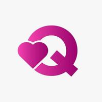 Letter Q Love Symbol And Heart Icon Concept Vector Template