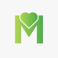 Letter M Love Symbol And Heart Icon Concept Vector Template