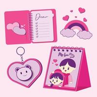 Valentines day element collections in flat illustration simple cute and elegant vector design