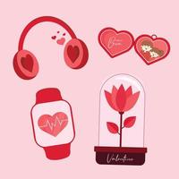 colecciones de elementos del día de san valentín en ilustración plana simple lindo y elegante diseño vectorial vector