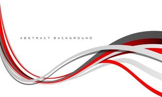 Abstract red grey line curve wave overlap on white with blank space design modern futuristic creative background vector