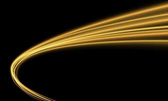 Abstract gold light speed curve on black transport technology background vector