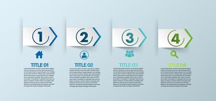 infografía de flechas vectoriales. plantilla infográfica moderna. diagrama abstracto con 4 pasos, opciones, partes o procesos. plantilla de negocio vectorial para presentación. vector