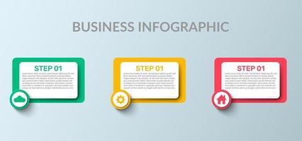 infografía de negocios. plantilla infográfica moderna. diagrama abstracto con 3 pasos, opciones, partes o procesos. plantilla de negocio vectorial para presentación. concepto creativo para infografía vector