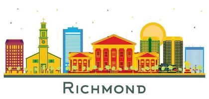 Richmond Virginia USA City Skyline with Color Buildings Isolated on White. vector