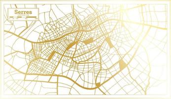 Serres Greece City Map in Retro Style in Golden Color. Outline Map. vector