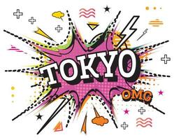 Tokyo Comic Text in Pop Art Style Isolated on White Background. vector