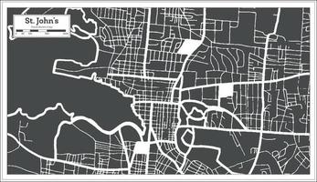 S t. el mapa de la ciudad de antigua y barbuda de john en color blanco y negro en estilo retro. esquema del mapa. vector