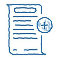 agregar documento financiero para auditoría doodle icono dibujado a mano ilustración vector