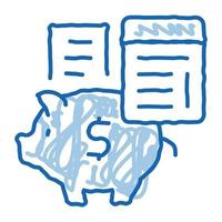 alcancía beneficio cálculo auditoría doodle icono dibujado a mano ilustración vector
