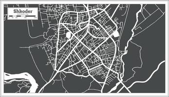 Shkoder Albania City Map in Black and White Color in Retro Style. Outline Map. vector