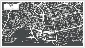 Split Croatia City Map in Black and White Color in Retro Style. Outline Map. vector