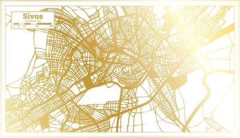 mapa de la ciudad de sivas turquía en estilo retro en color dorado. esquema del mapa. vector