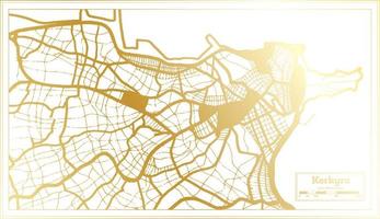 Kerkyra Greece City Map in Retro Style in Golden Color. Outline Map. vector