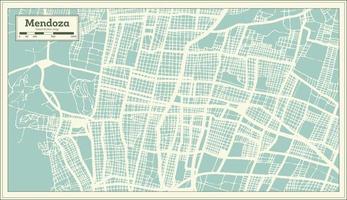 Mendoza Argentina City Map in Retro Style. Outline Map. vector