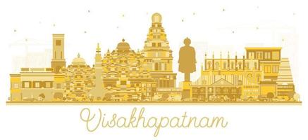 Visakhapatnam Skyline with Golden Buildings Isolated on White. vector