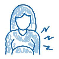 contracciones mujer embarazada doodle icono dibujado a mano ilustración vector