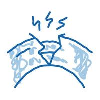 damaged optical fiber doodle icon hand drawn illustration vector