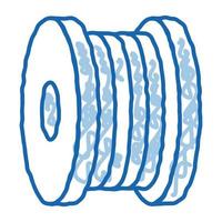 bobina fibra doodle icono dibujado a mano ilustración vector