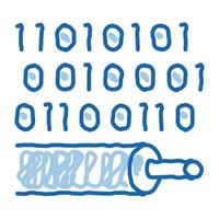 icono de doodle de cable de transferencia de datos ilustración dibujada a mano vector