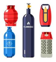 Propane and butane, gas and gasoline in cylinders vector