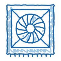 ventilador del sistema componente de la computadora icono de garabato ilustración dibujada a mano vector