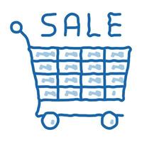 shop sale cart doodle icon hand drawn illustration vector