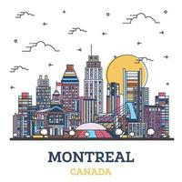 delinear el horizonte de la ciudad de montreal canadá con edificios modernos de colores aislados en blanco. vector