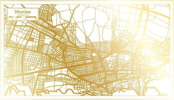 mapa de la ciudad de manisa turquía en estilo retro en color dorado. esquema del mapa. vector