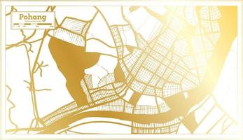 Pohang South Korea City Map in Retro Style in Golden Color. Outline Map. vector